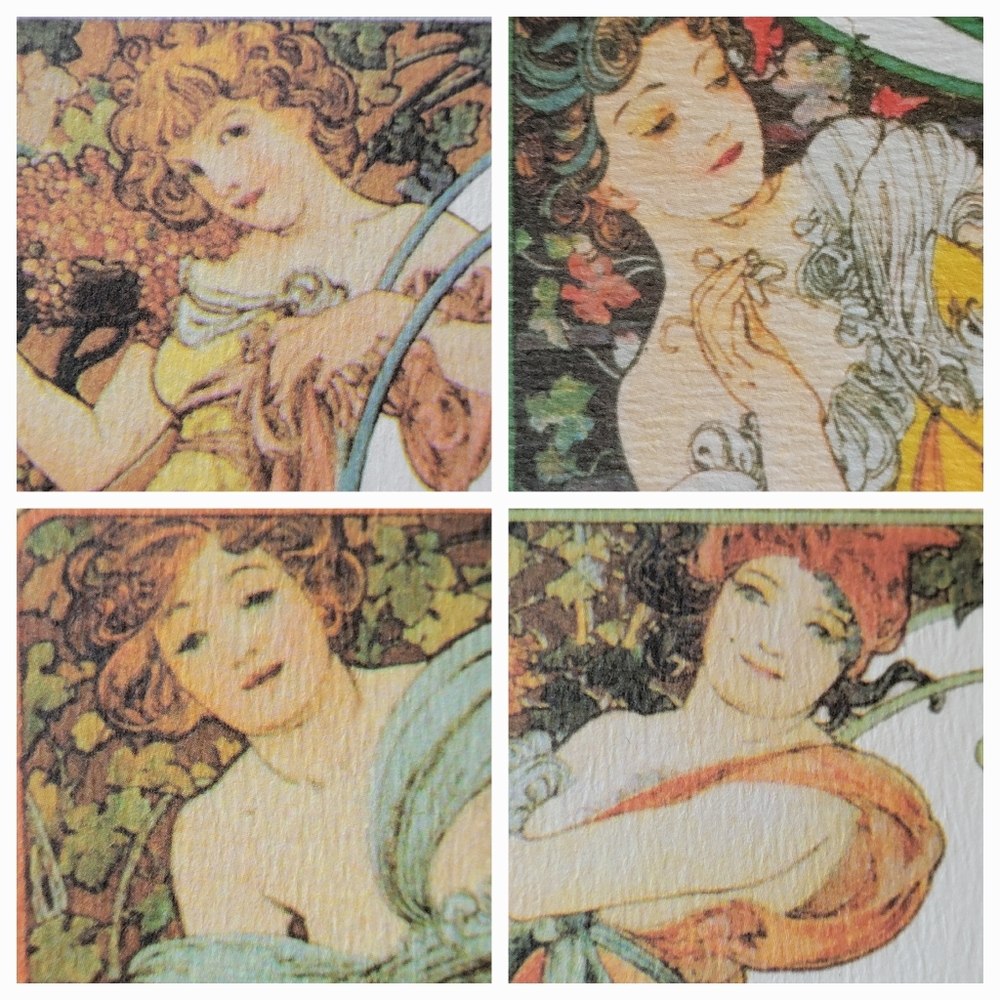 Art Nouveau Alphonse Mucha Menu Cards Set (4) ~ Elegant ~ Moët & Chandon Ad